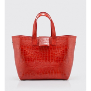 фото Красная женская сумка-корзинка ASKENT из плотной кожи под крокодила Askent