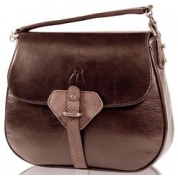 фото Темно-коричневая удобная кожаная женская сумка на двух ручках Kaple
