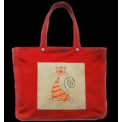 фото Красная женская сумка с котом (замша) STUDIO DE
