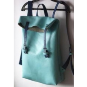 фото Кожаный женский рюкзак VIRRONEN, голубого цвета
