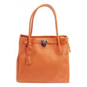фото Яркая кожаная женская сумка Jacky & Celine оранжевого цвета