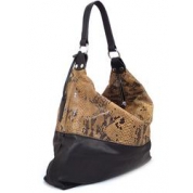 фото Кожаная женская сумка итальянского MARCO MASI с принтом под каштанового питона