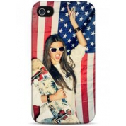 фото Чехол крутая скейтбордистка с американким флагом - iPhone 4 / 4S Sahar cases