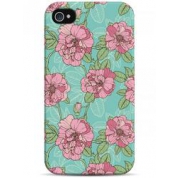 фото Чехол узор из розовых цветов на голубом фоне - iPhone 4 / 4S Sahar cases