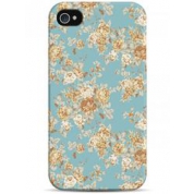 фото Чехол золотистый цветочный принт на голубом фоне - iPhone 4 / 4S Sahar cases