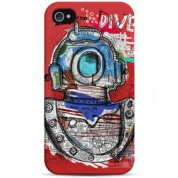 фото Чехол водолазный шлем на красном фоне - iPhone 4 / 4S Sahar cases