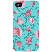 фото Чехол розовые ракушки на бирюзовом фоне - iPhone 4 / 4S Sahar cases