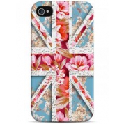 фото Чехол британский флаг с флористическим принтом - iPhone 4 / 4S case Sahar cases