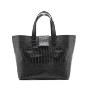 фото Черная деловая женская сумка ASKENT из плотной кожи под крокодила Askent