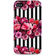 фото Чехол ярко-розовые цветы и черно-белая полоска - iPhone 4 / 4S Sahar cases